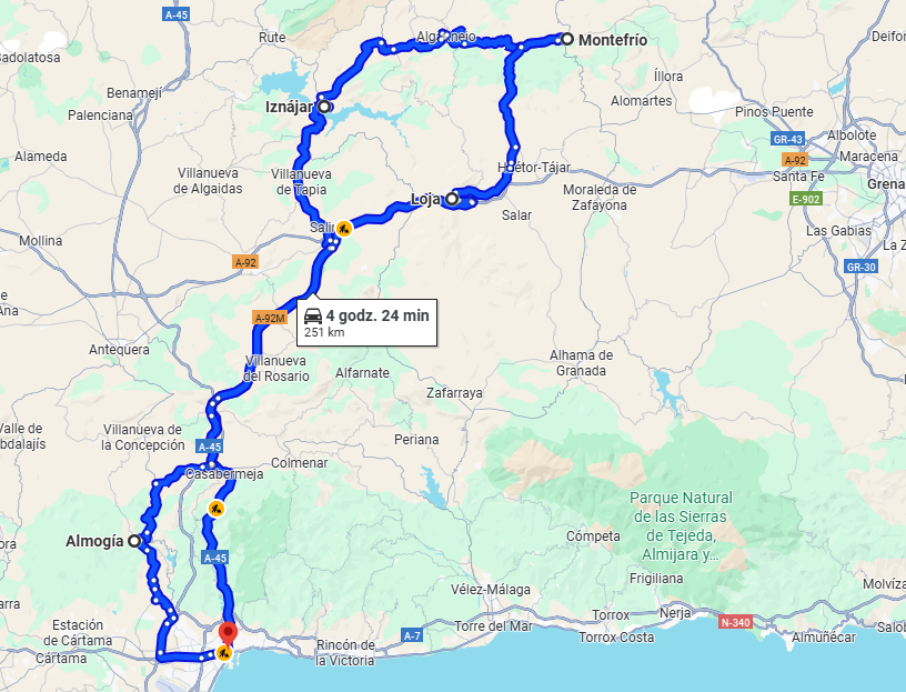 mapa dzien 5 andaluzja